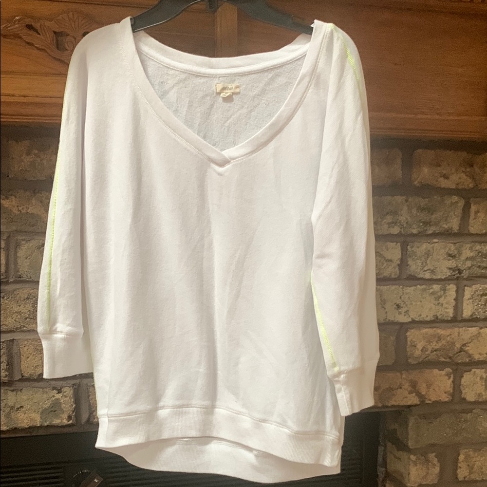 White V-Neck French terry aerie lt weight sweatshirt size small
